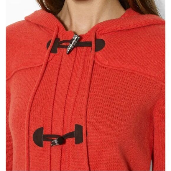 Ralph Lauren, LRL Orange Hooded Toggle Front Long Cardigan - Picture 2 of 8